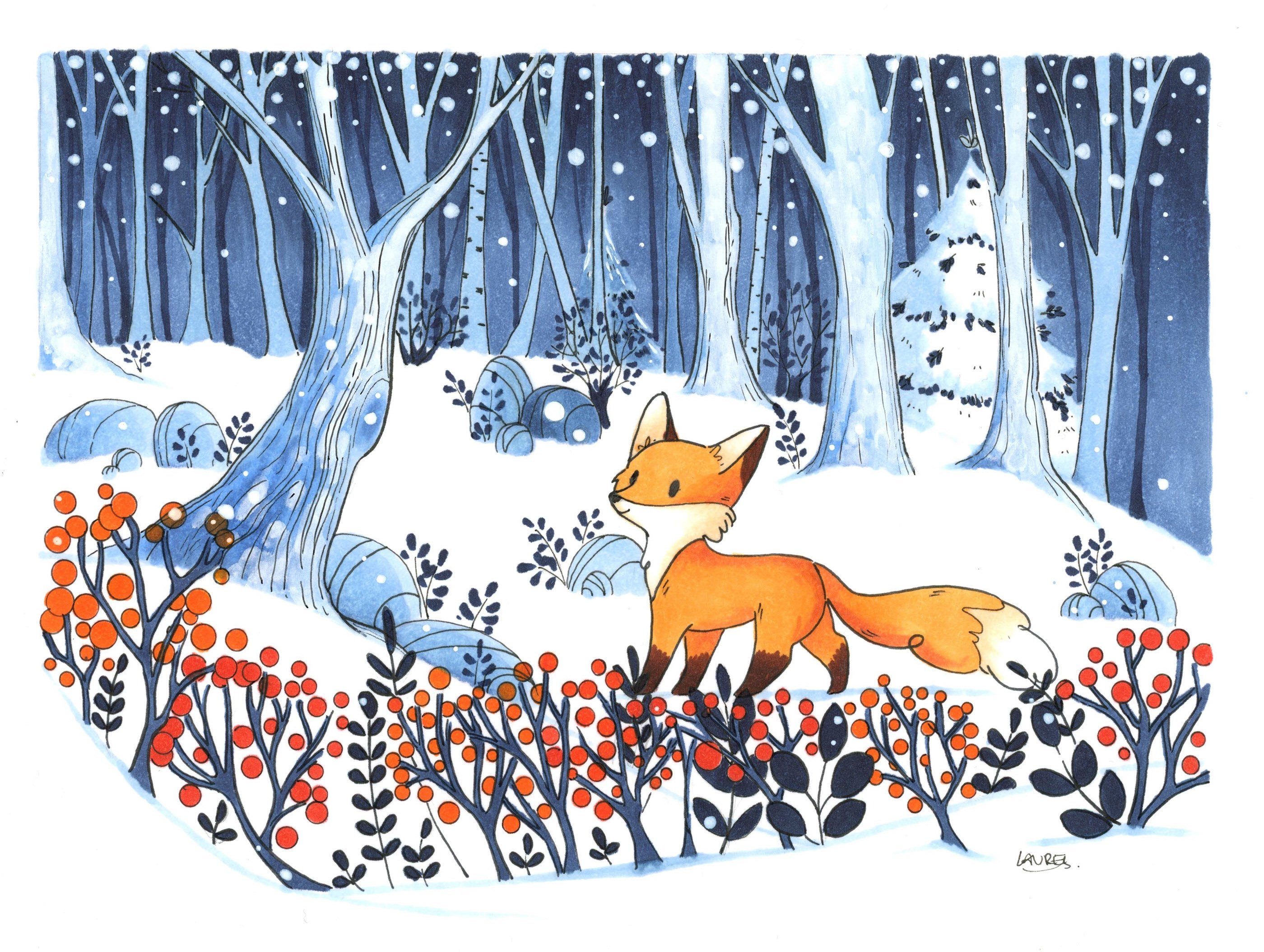 Иллюстрации животных зимой