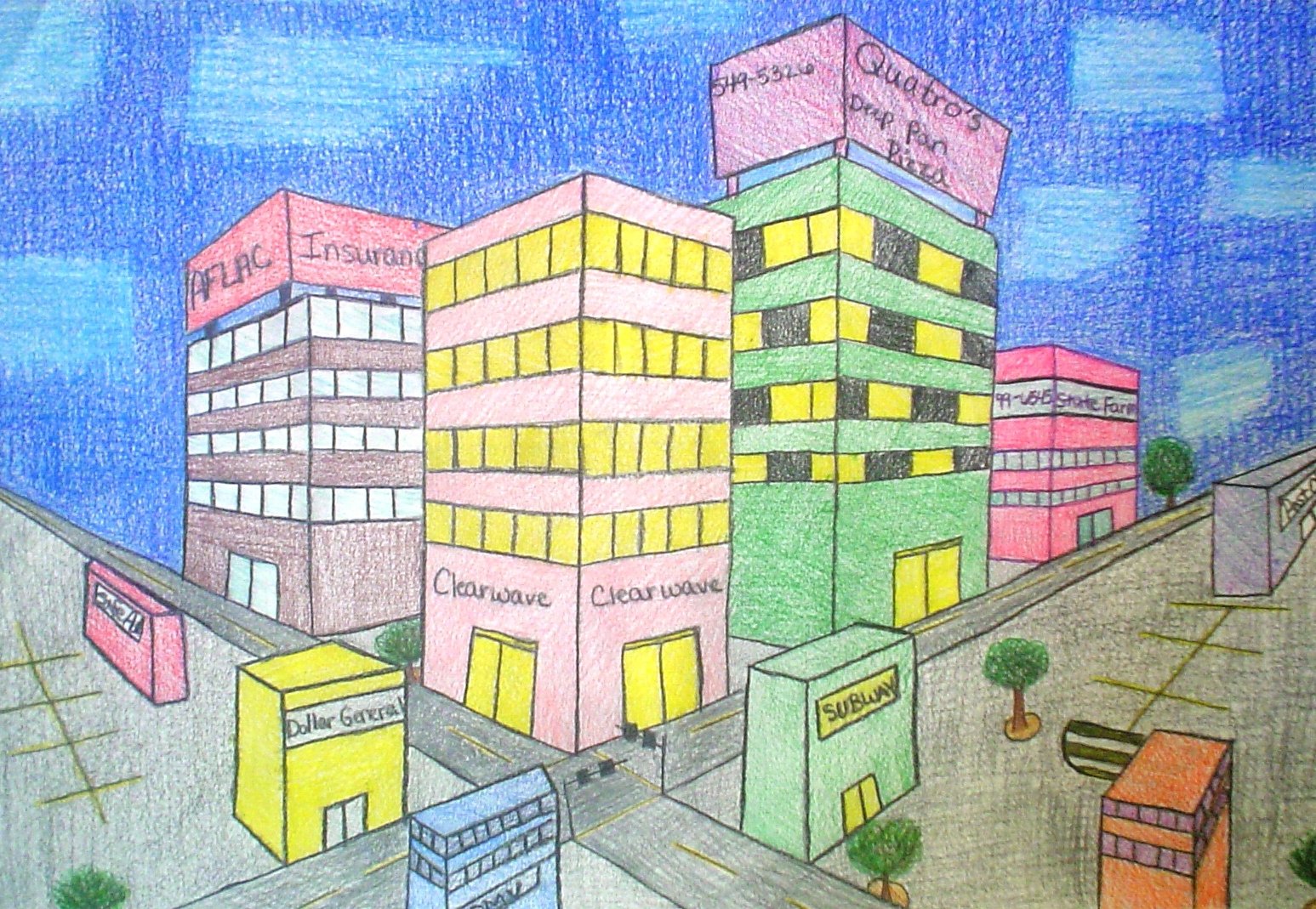 Городские здания 4 класс рисование