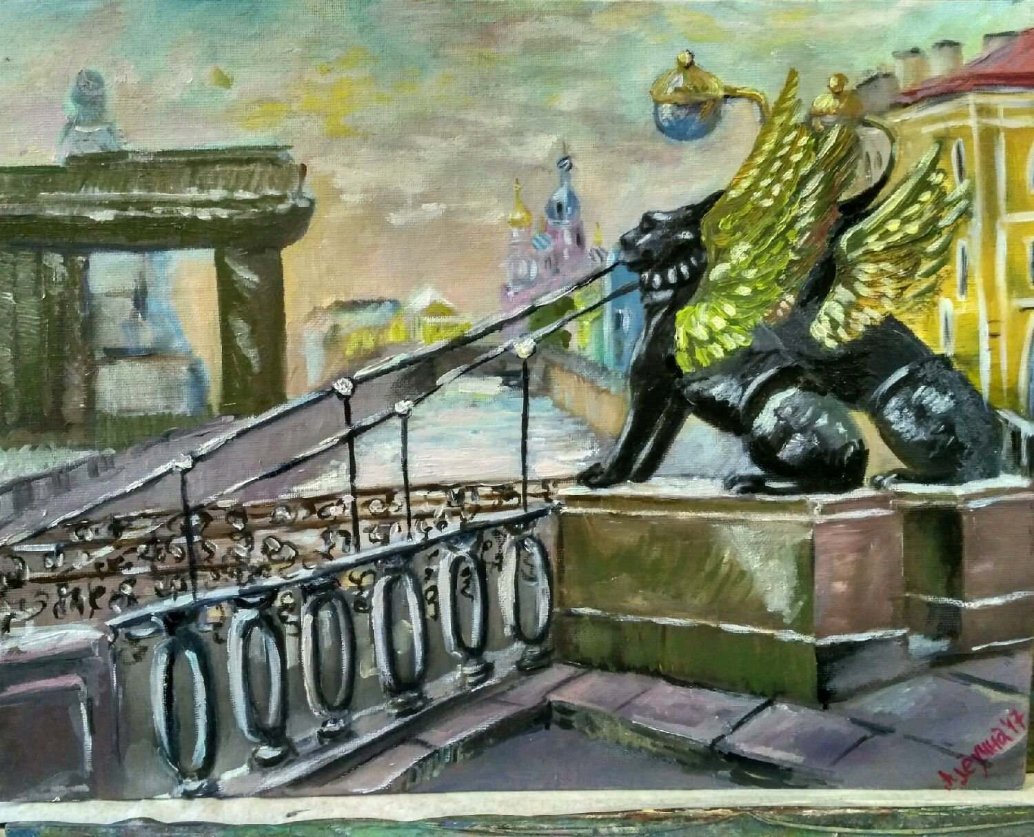 Грифон банковский мост в Санкт-Петербурге вектор