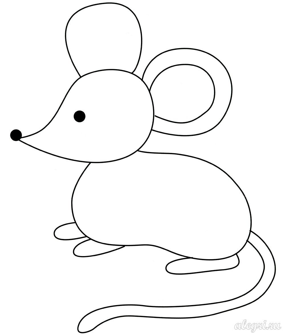 Мышка раскраска для детей 2-3 лет