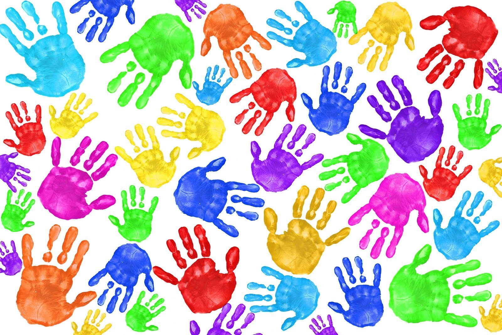 Разноцветные Отпечатки ладошек детей