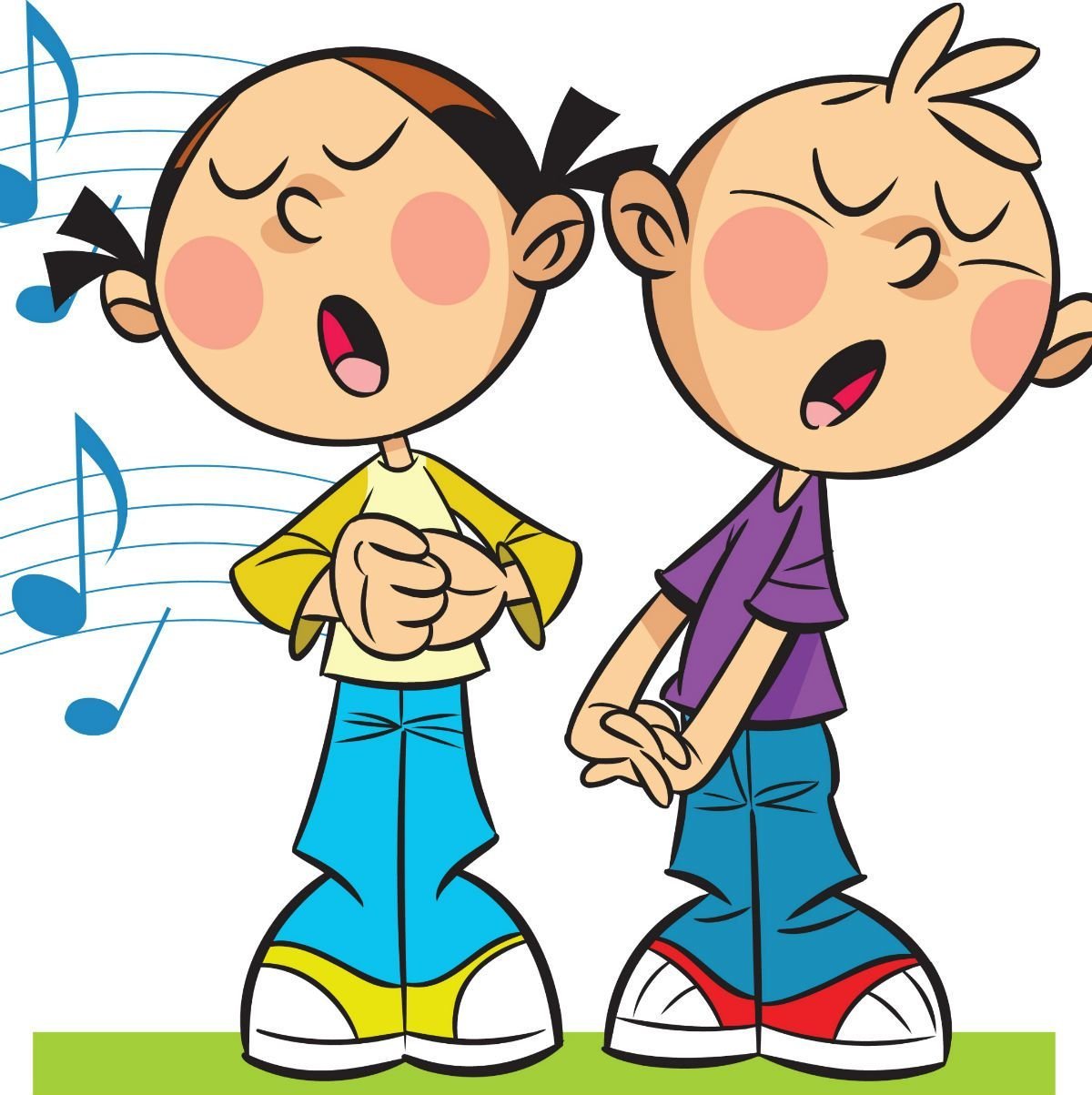 Мальчик и девочка поют