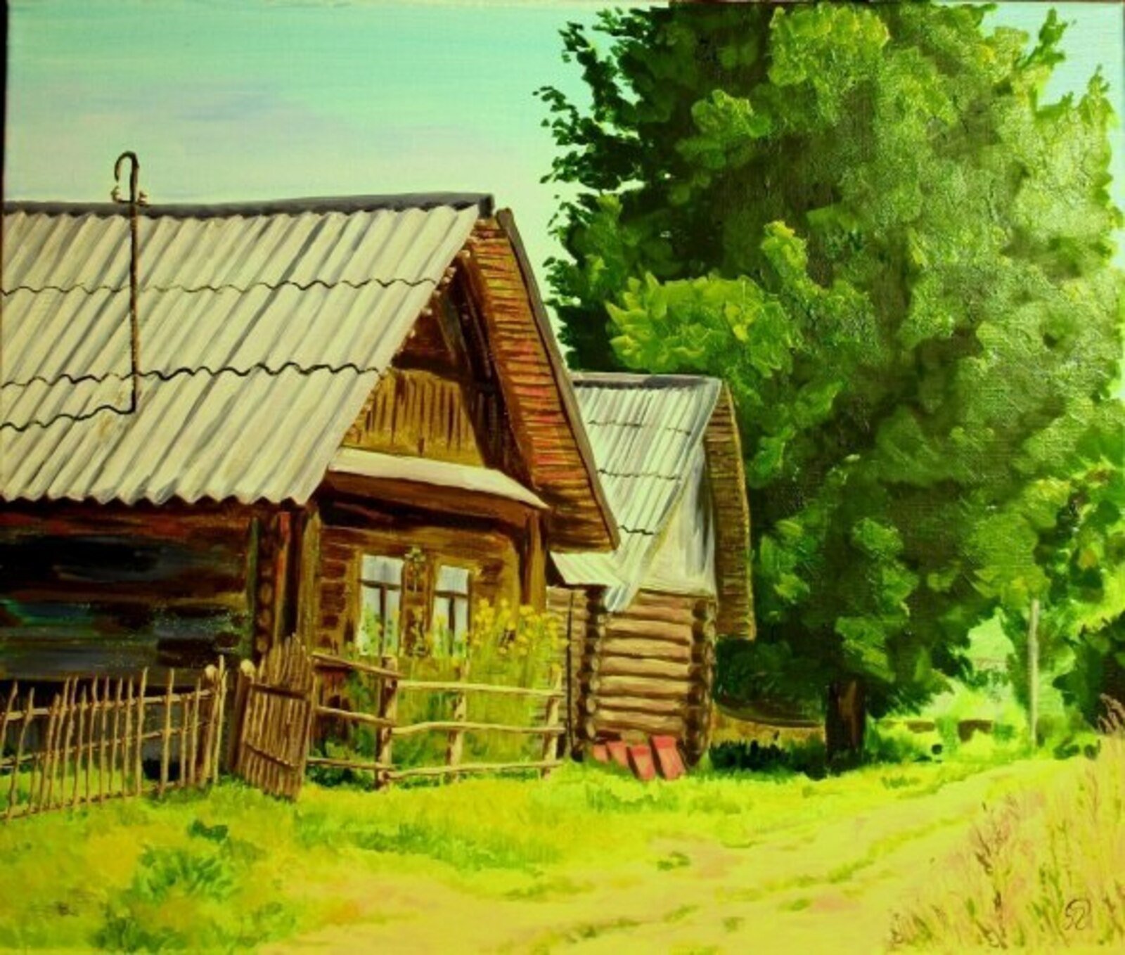 Нарисовать деревенский домик
