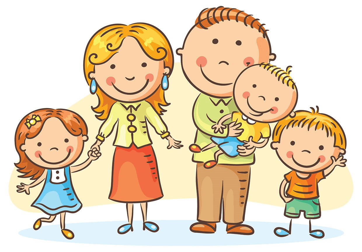 Мультяшная семья с 3 детьми