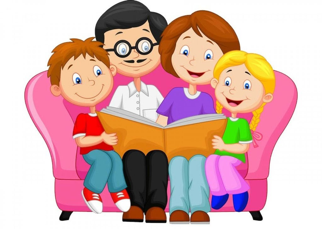Семья читает книгу картинка