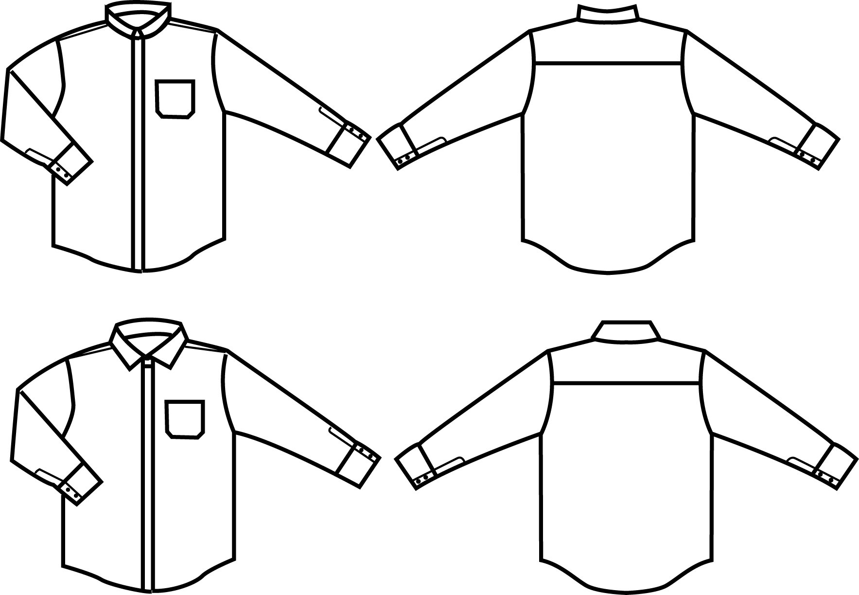 Технический эскиз мужской сорочки