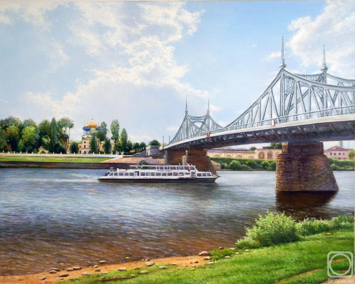 Старый мост мост в Твери живопись