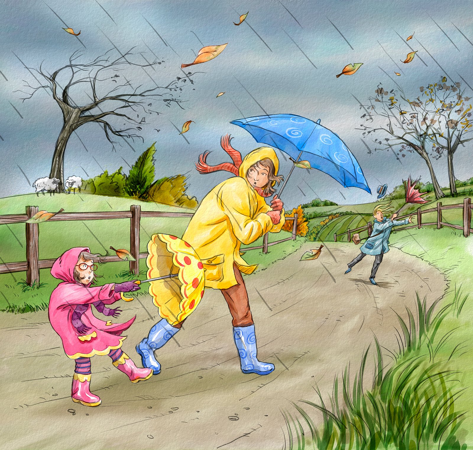 Картина дождливая осень для детей