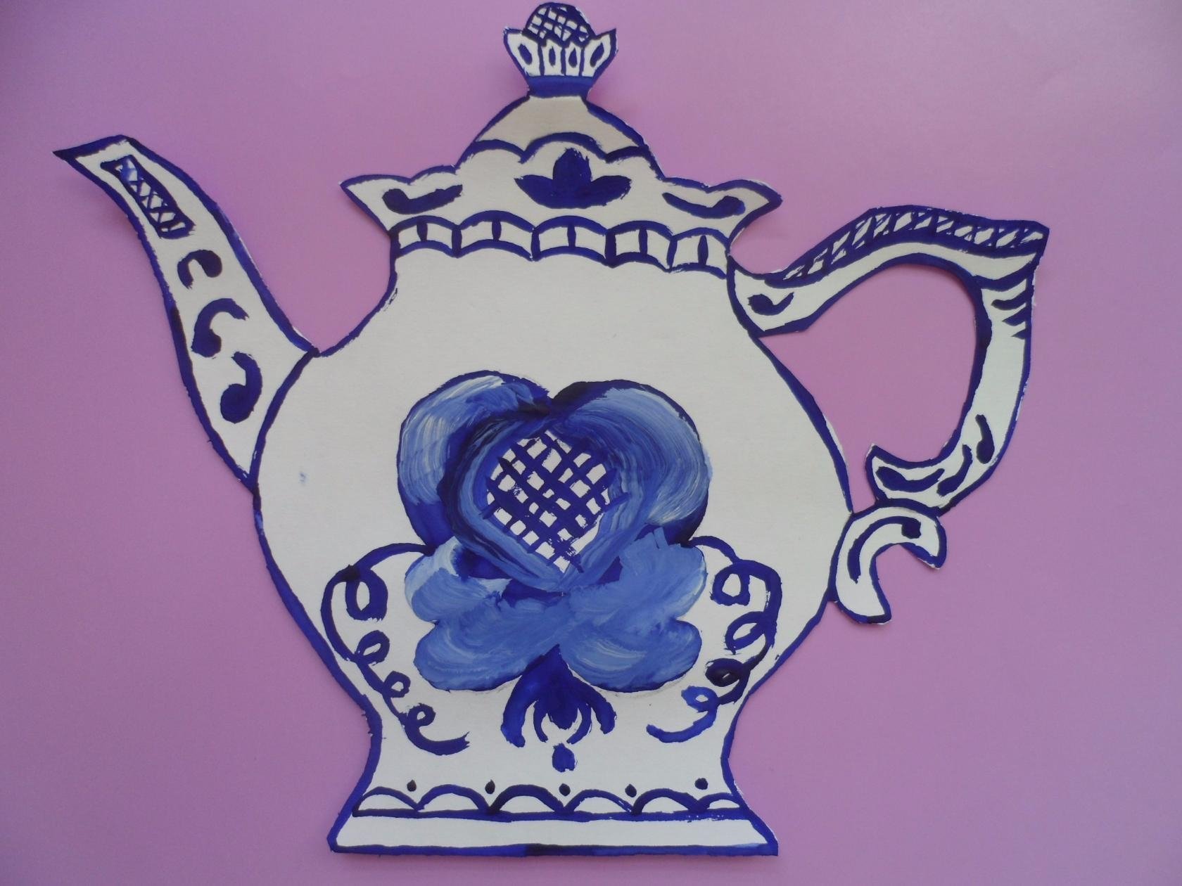 Гжельская роспись чайник для росписи для детей