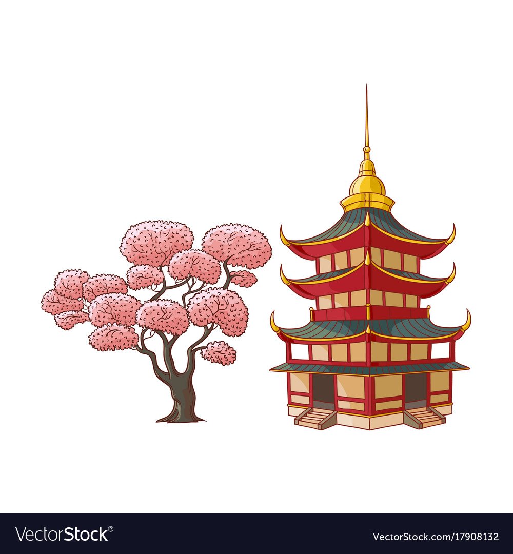 Китайский домик рисунок цветной