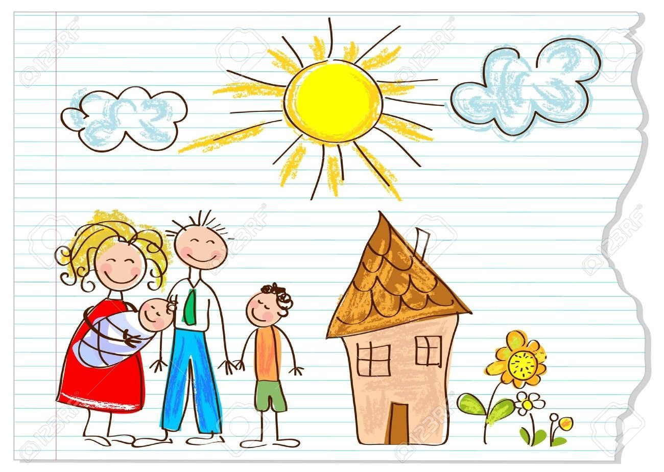 Рисунок счастливой семьи с детьми