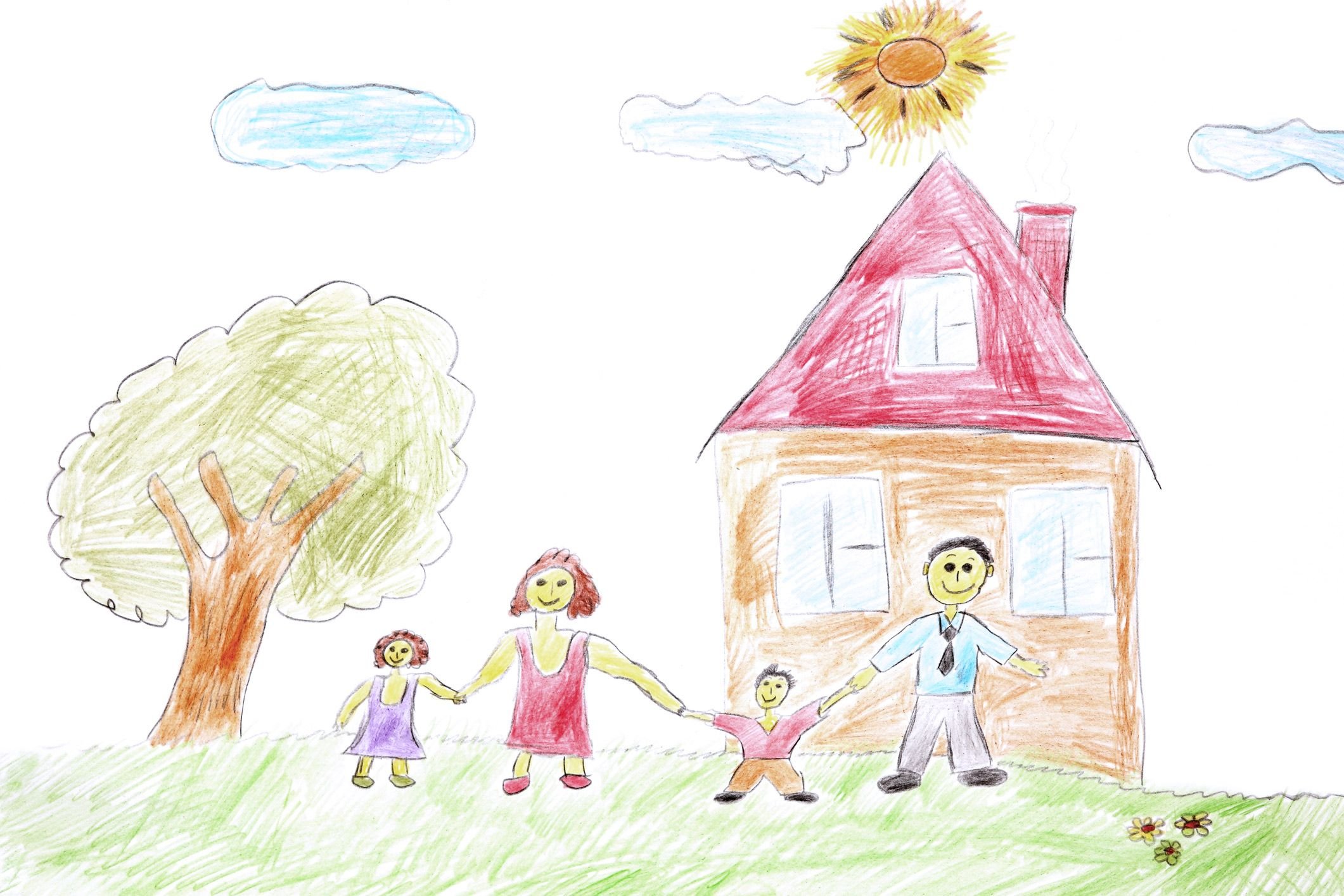 Рисование дома для семьи