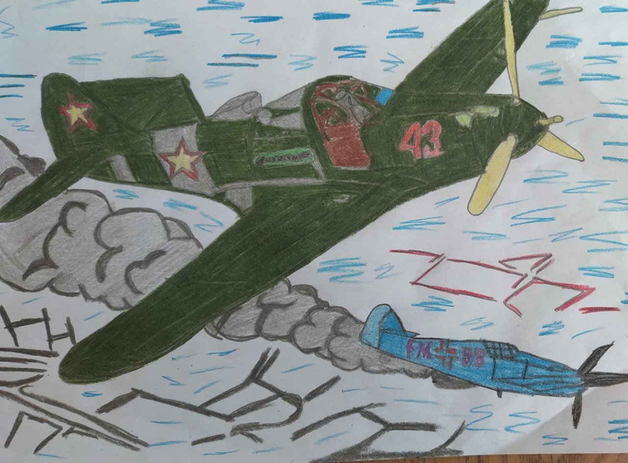 Горящий самолет рисунок война глазами детей