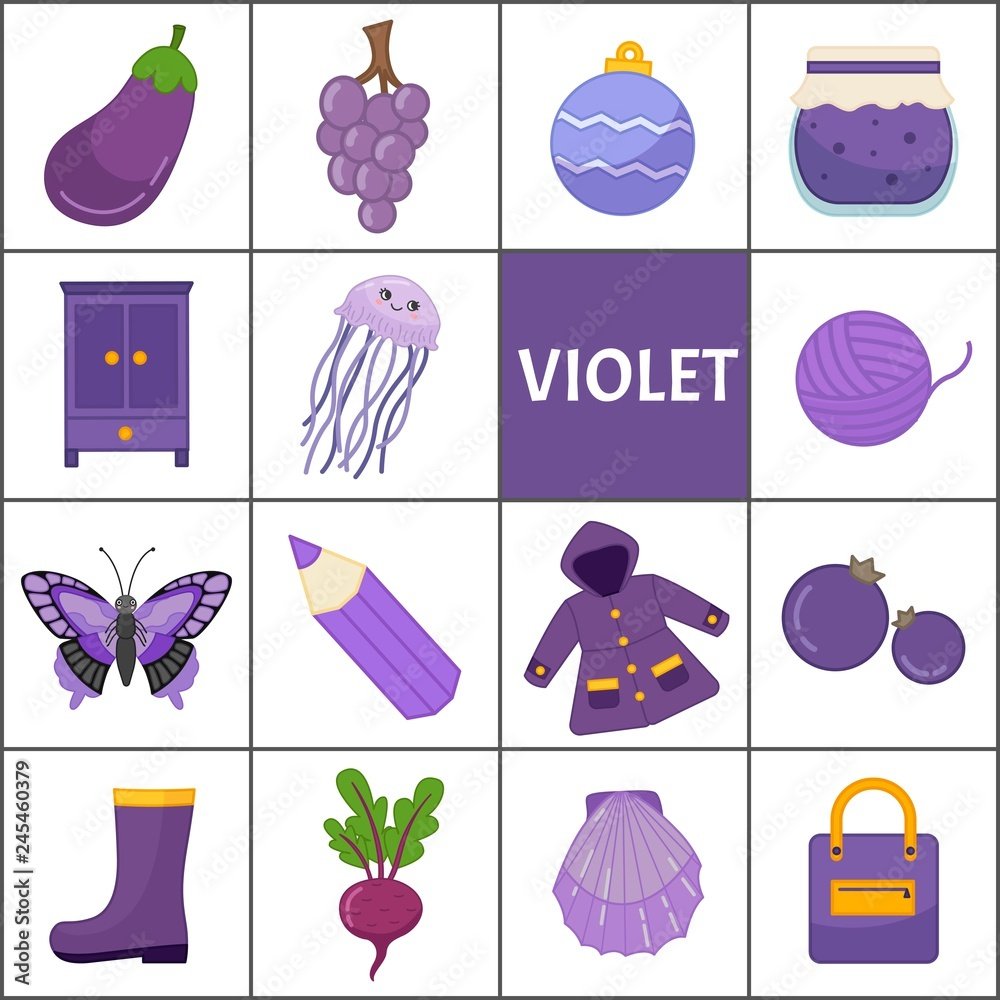 Предметы фиолетового цвета для детей