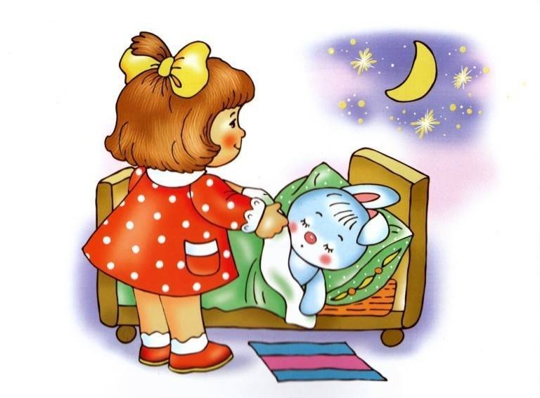 Спящие герои сказок. Девочка укладывает куклу спать. Дети спят в детском саду.