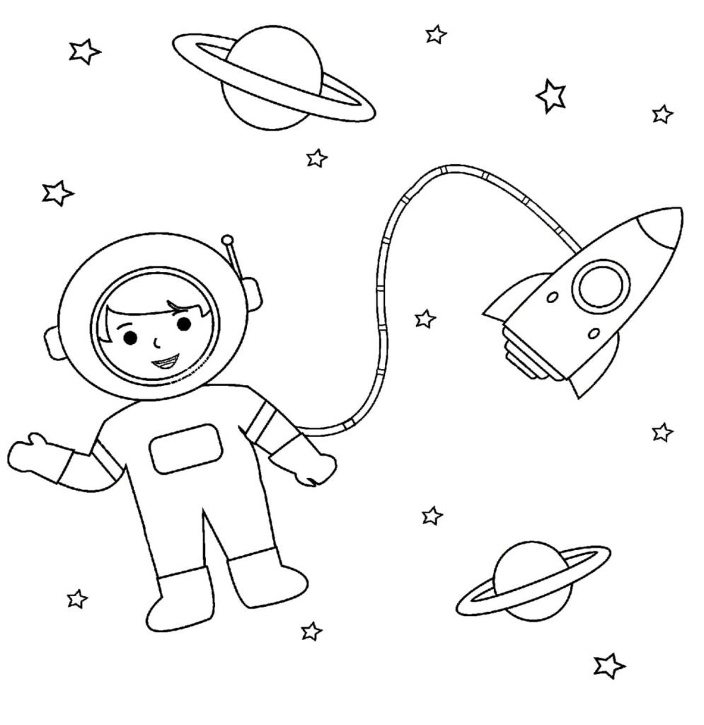 Обведи и раскрась космос для детей
