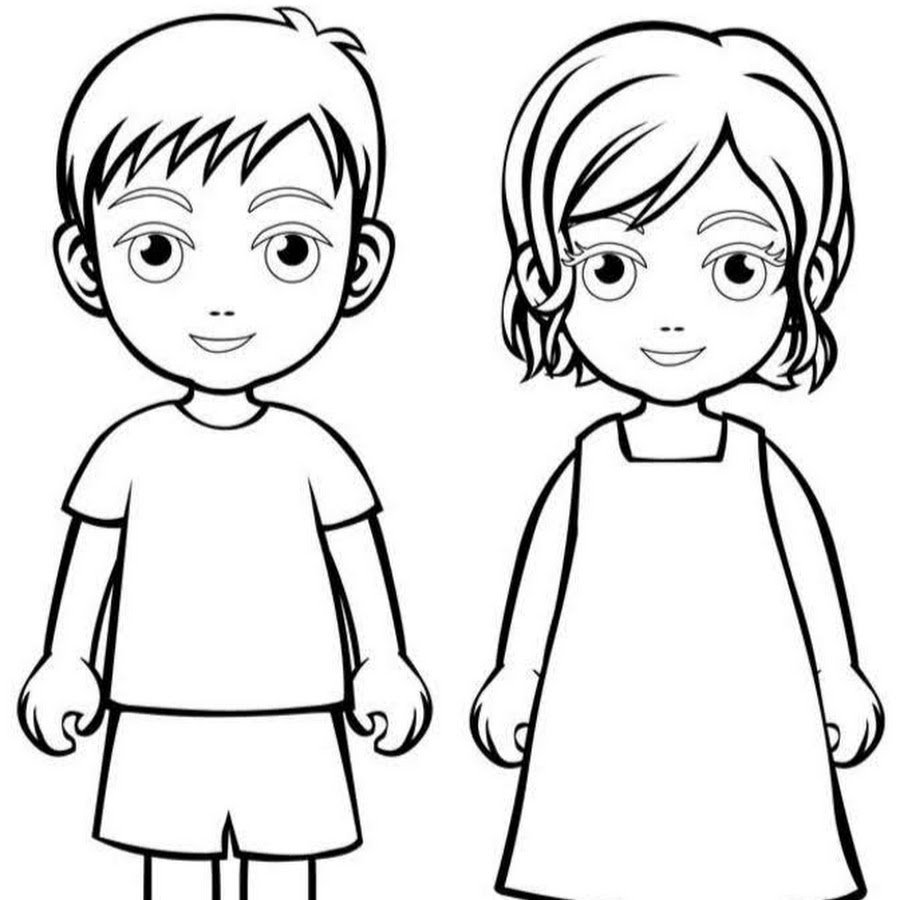 Детский рисунок мальчишка и девчонка
