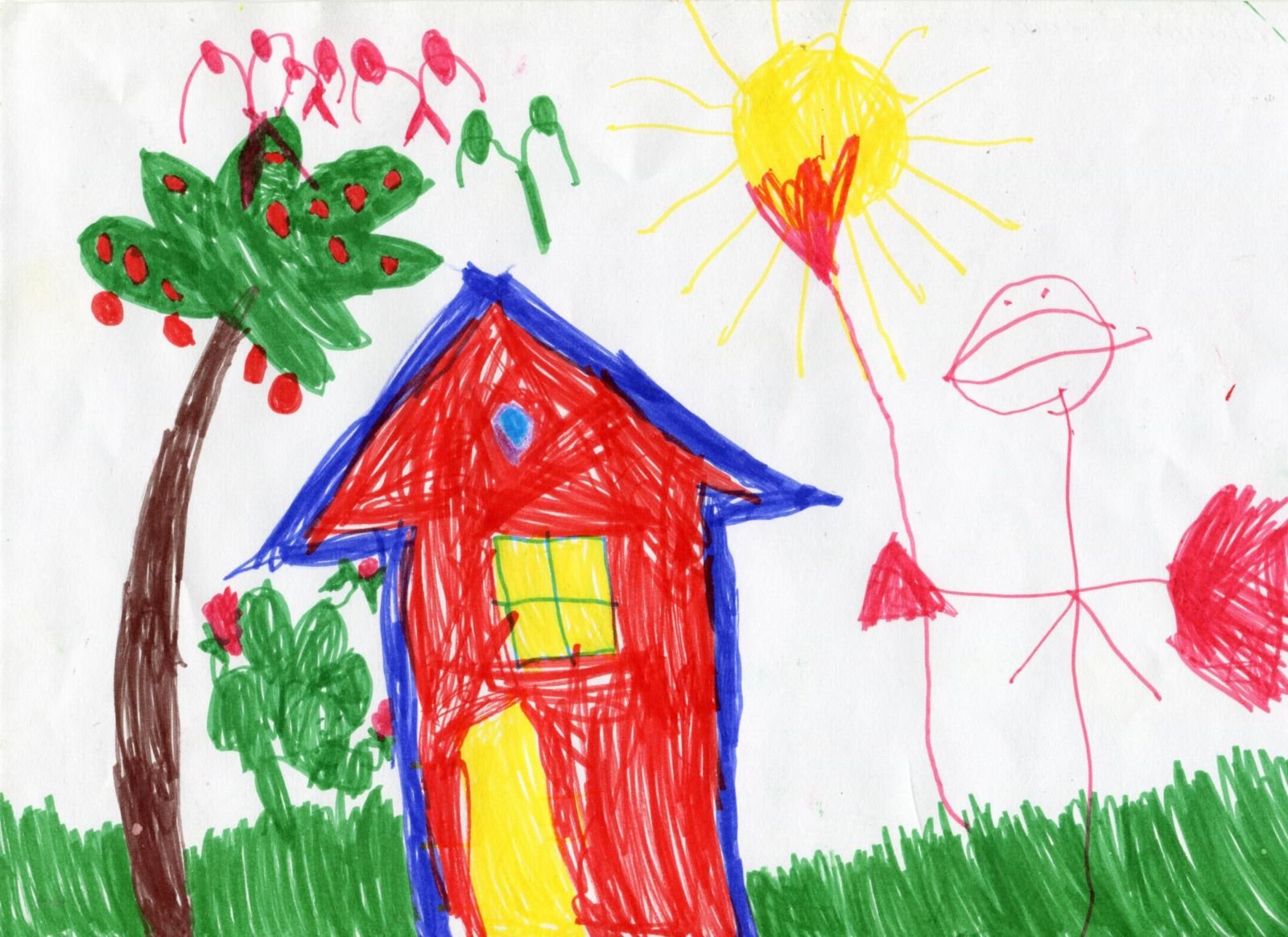 Детский рисунок дом и его окружение