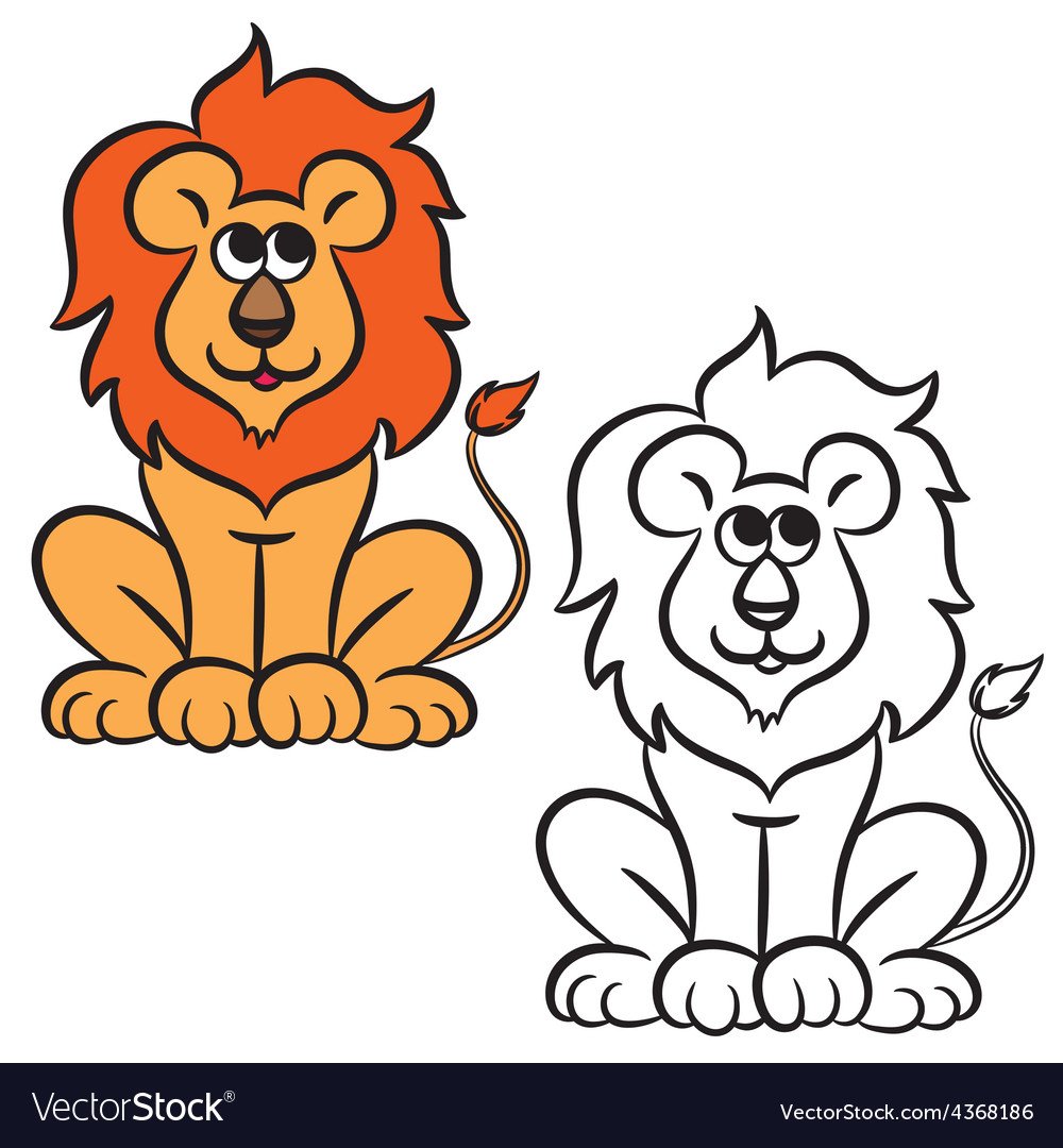 Лев и Львенок трафарет