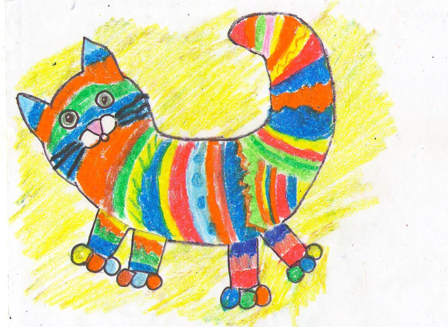 Радужный кот рисование с детьми