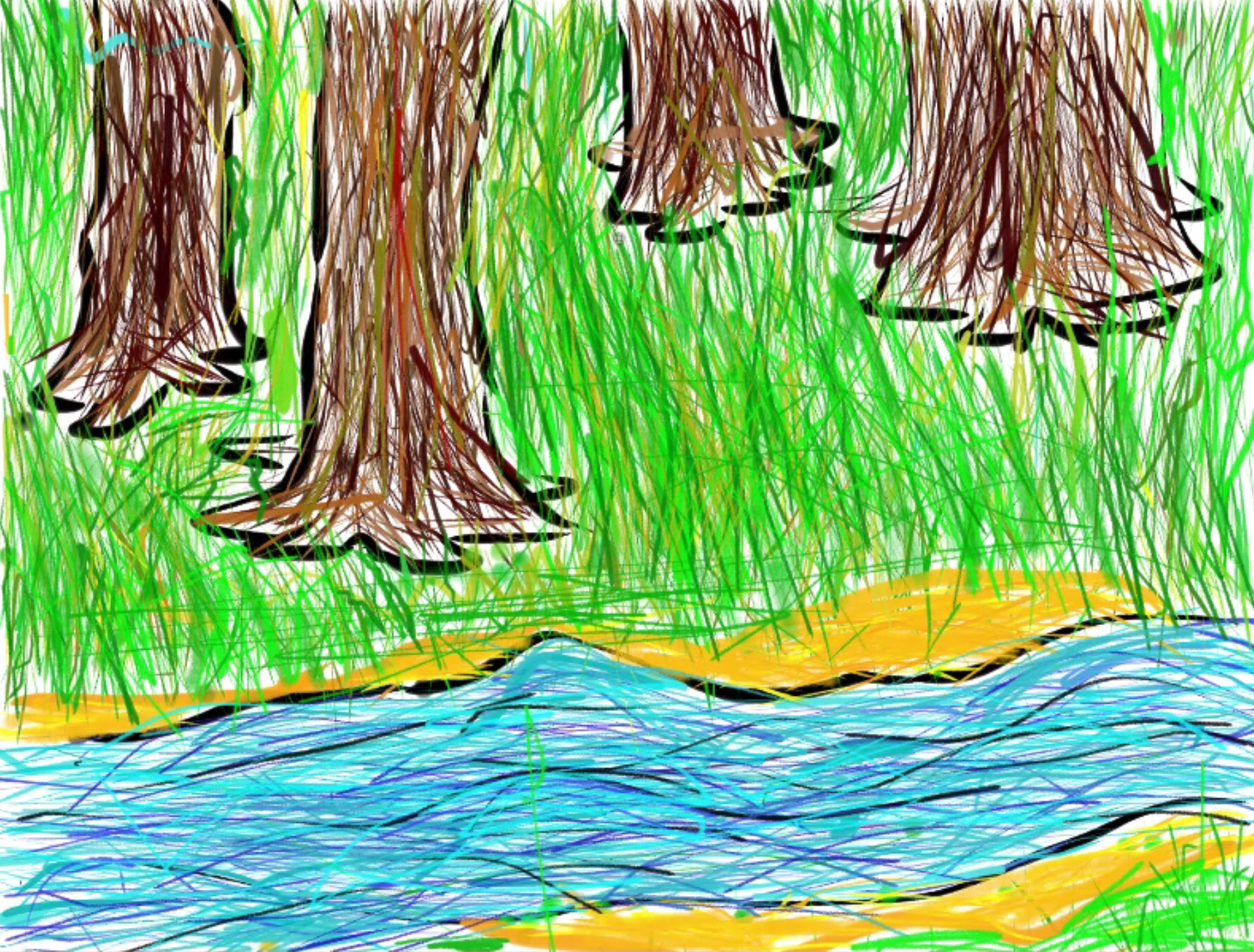 Рисование реки. Рисование речки для детей. Детские рисунки реки. Река рисунок для детей.