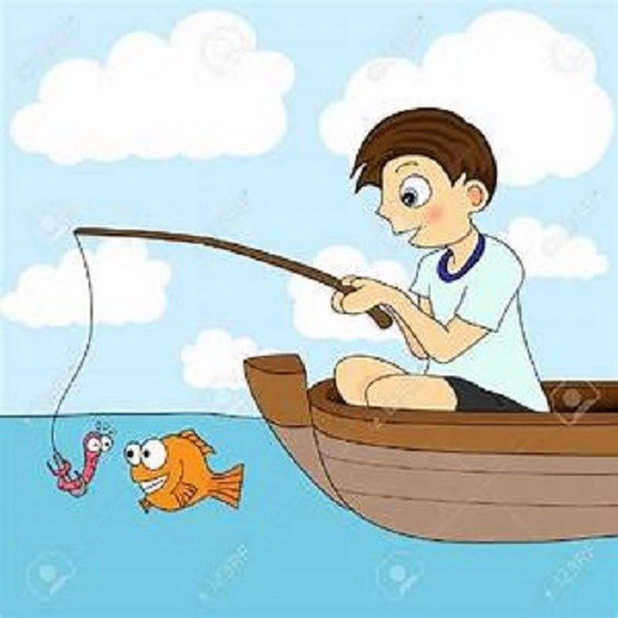 Мальчики на лодке ловят рыбу