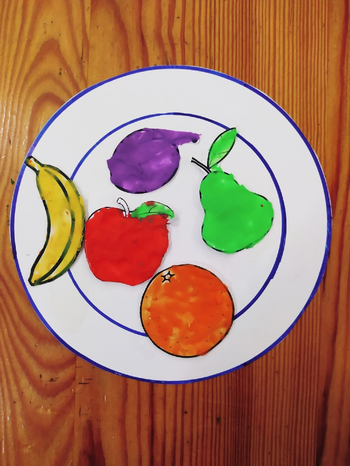 Аппликация фрукты на тарелочке