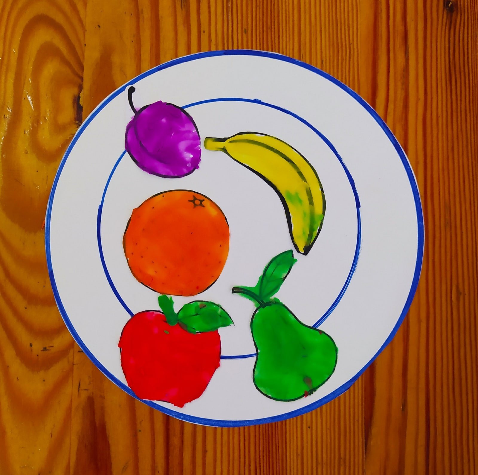 Рисование фрукты на тарелочке