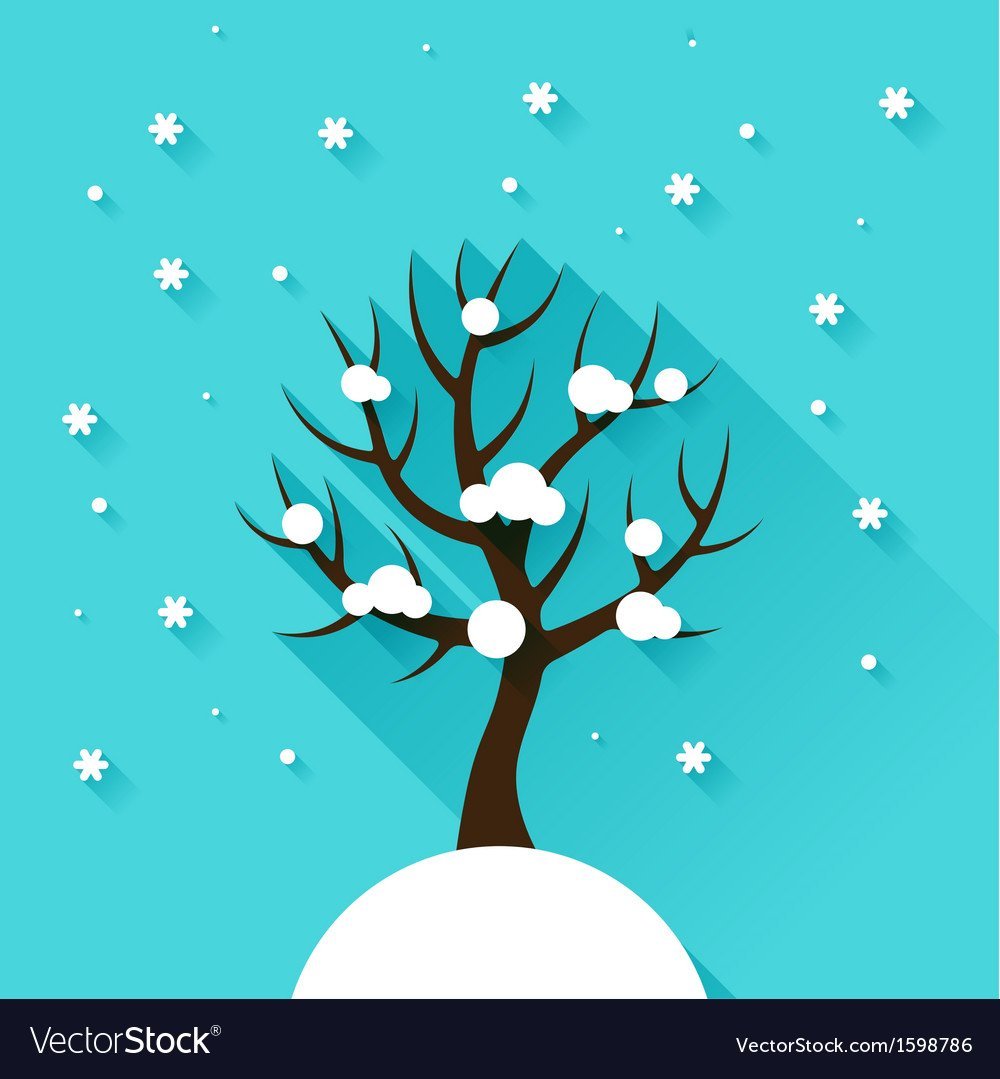 Аппликация деревья в снегу