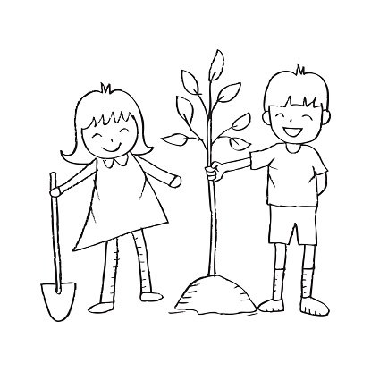 весной дети сажают деревья