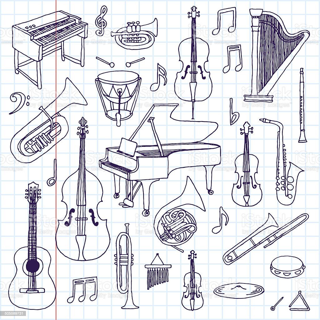 Инструменты симфонического оркестра раскраска