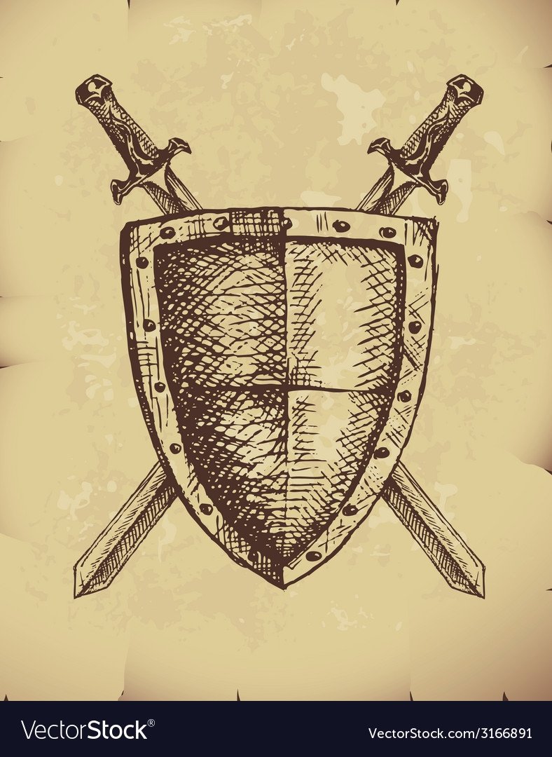 Рисование щит и меч