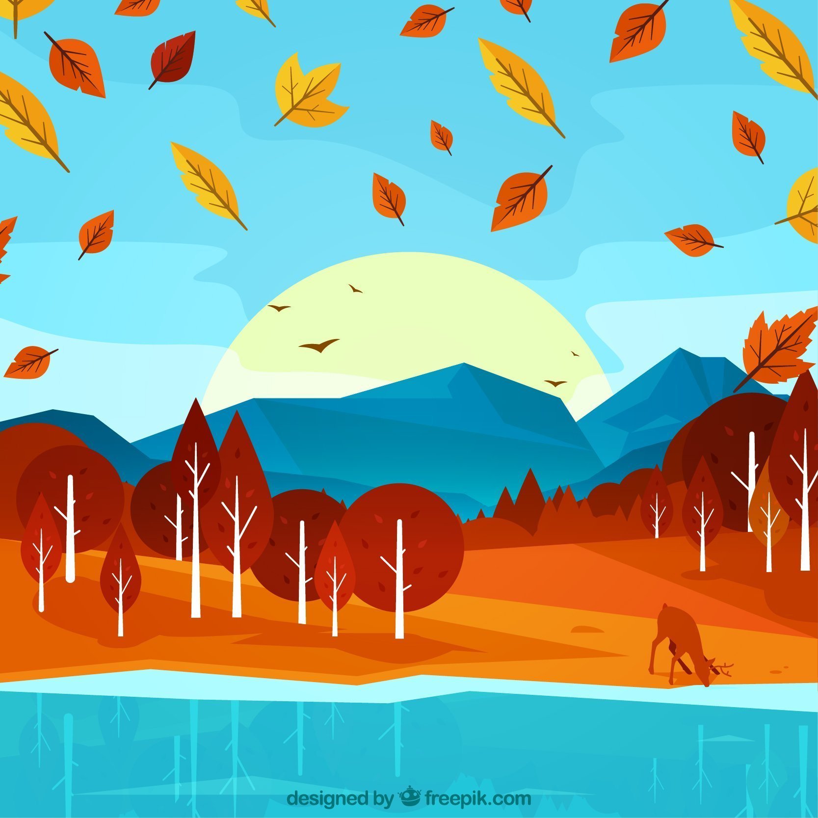 Осенний пейзаж в иллюстраторе