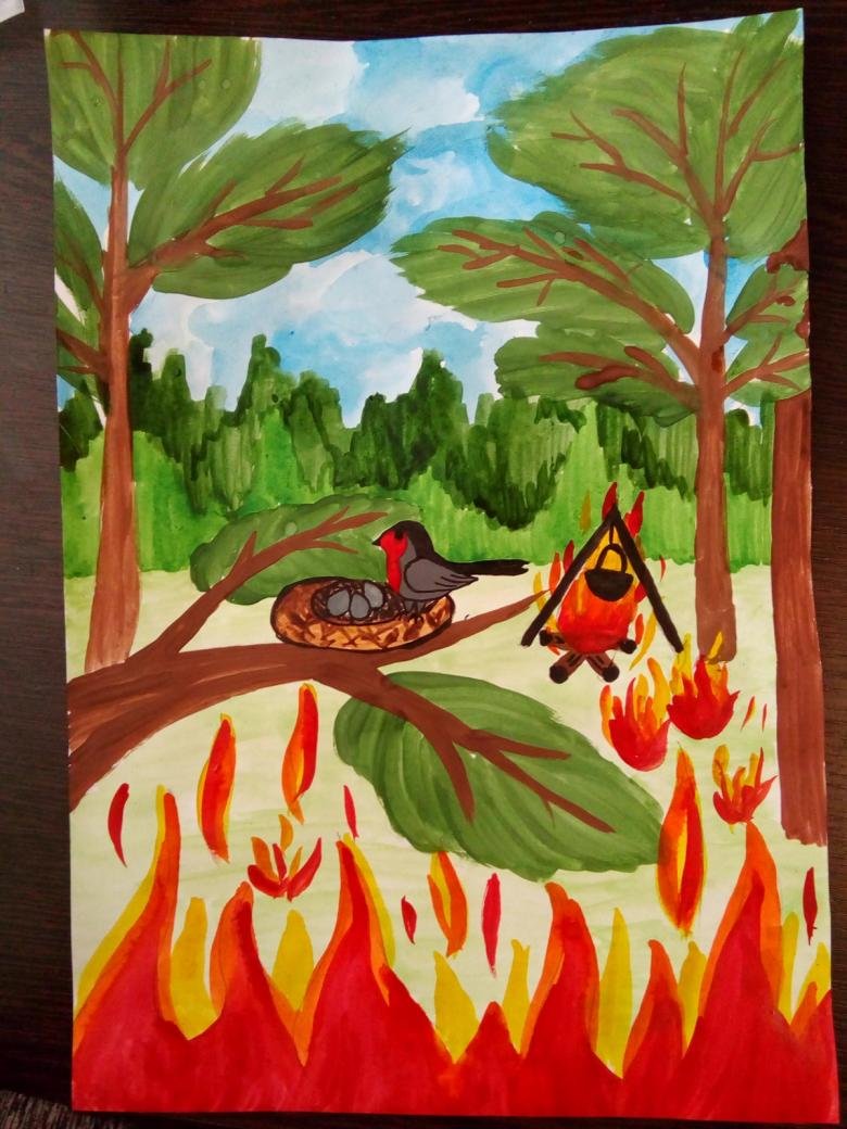 Рисунок на тему Лесные пожары