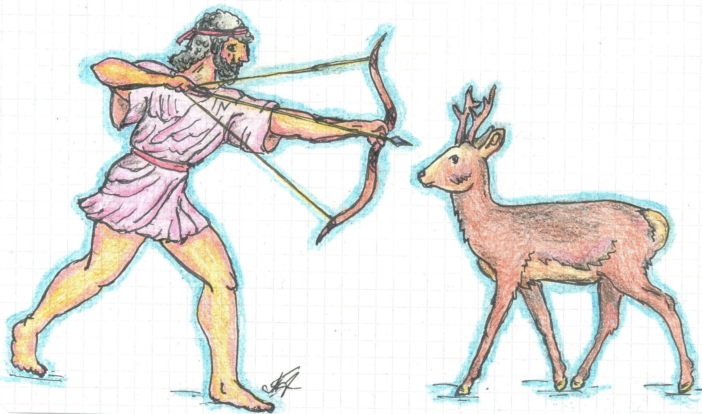 Иллюстрация к подвигу Геракла Керинейская Лань