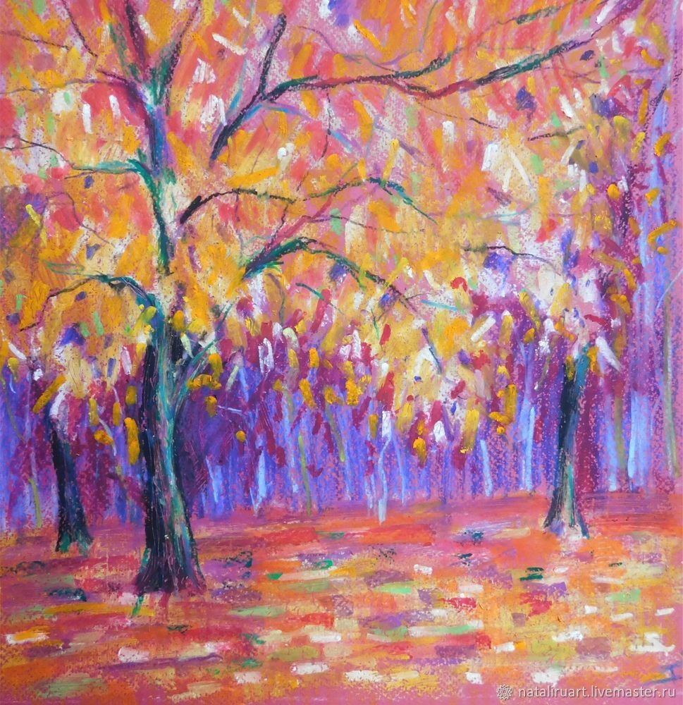 Осенний пейзаж масляной пастелью
