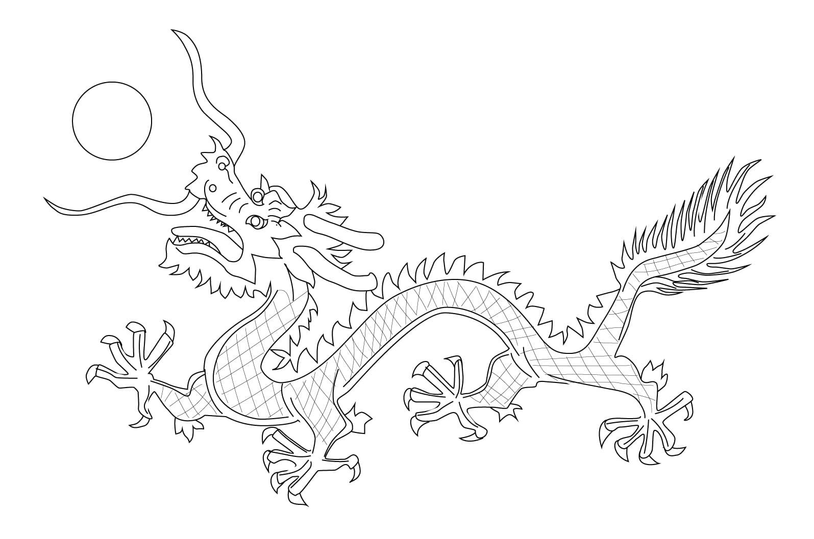 Китайский дракон раскраска