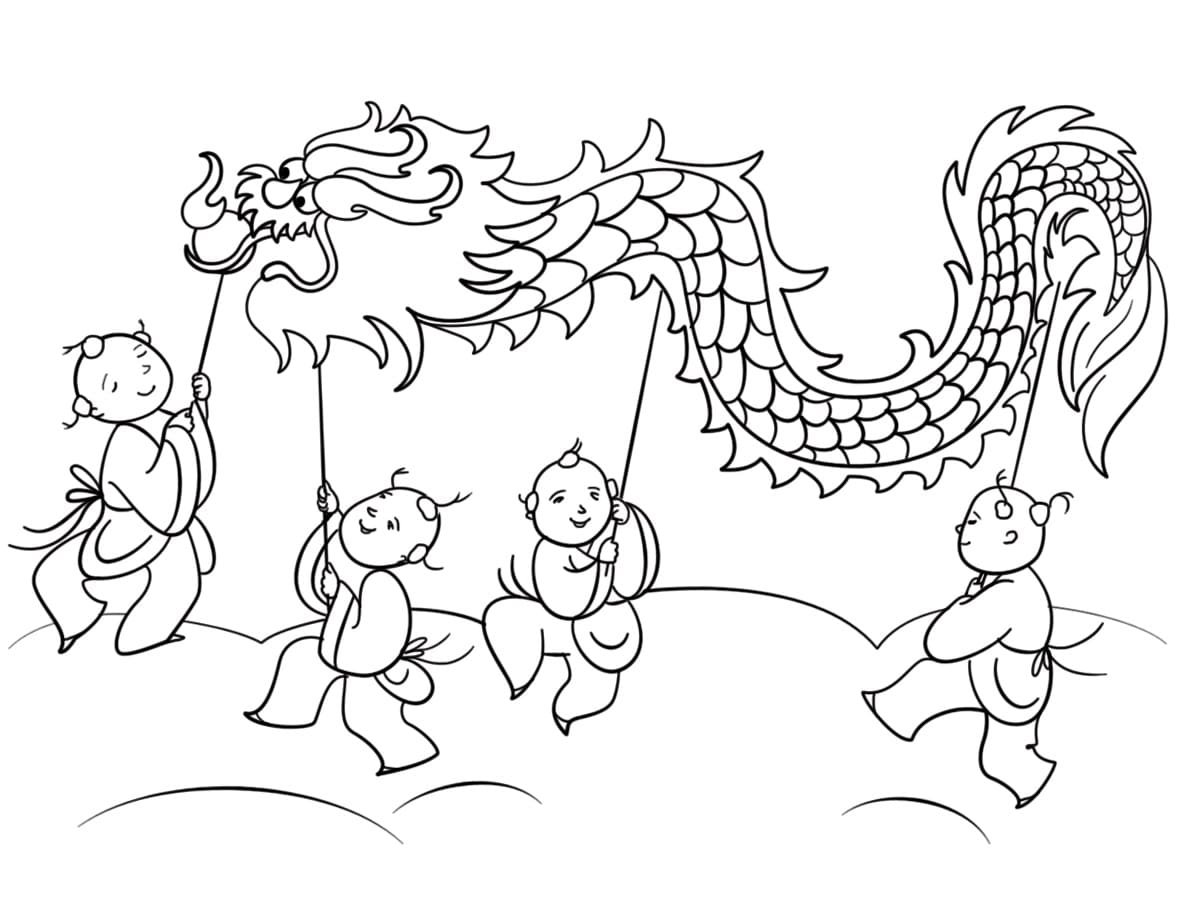 Китайский дракон раскраска для детей