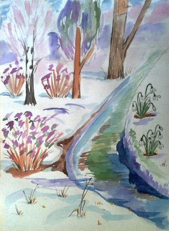 Рисунок ранняя весна 4 класс красками