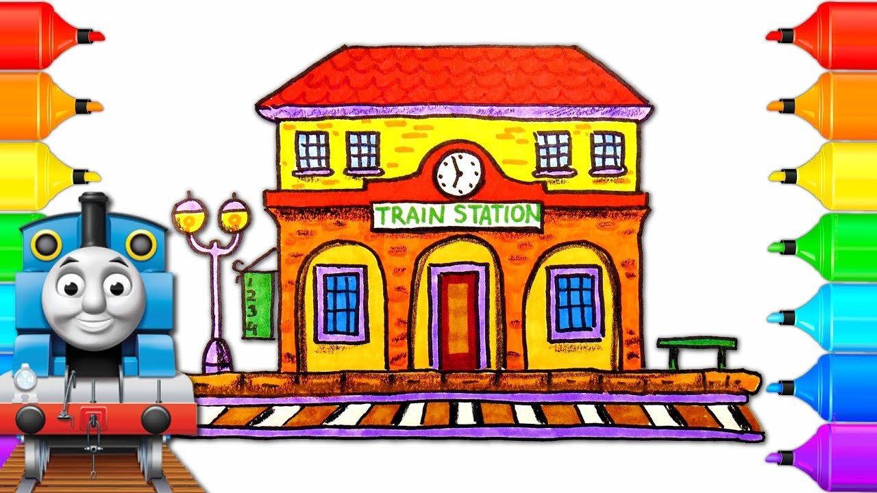 Включи станция картинки. Железнодорожная станция для детей. Станция мультяшная. Вокзал мультяшный. Поезда для детей.