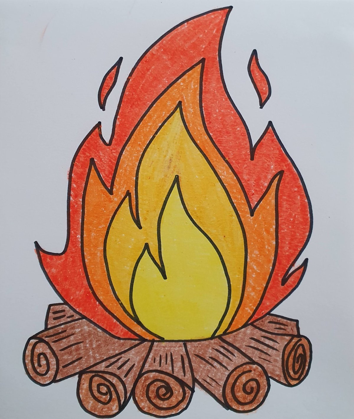 Рисунки огня карандашом для начинающих