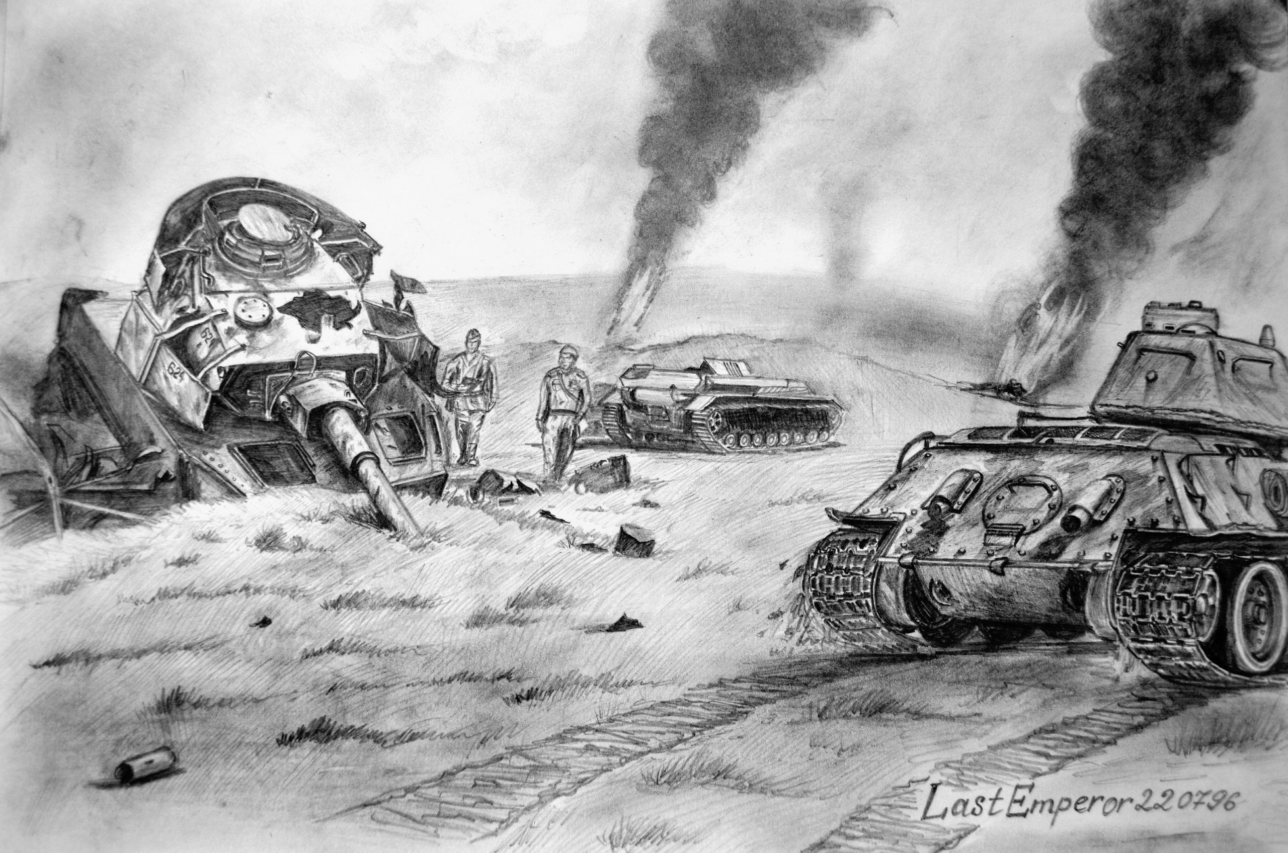 Курская битва танковое сражение чёрно белое