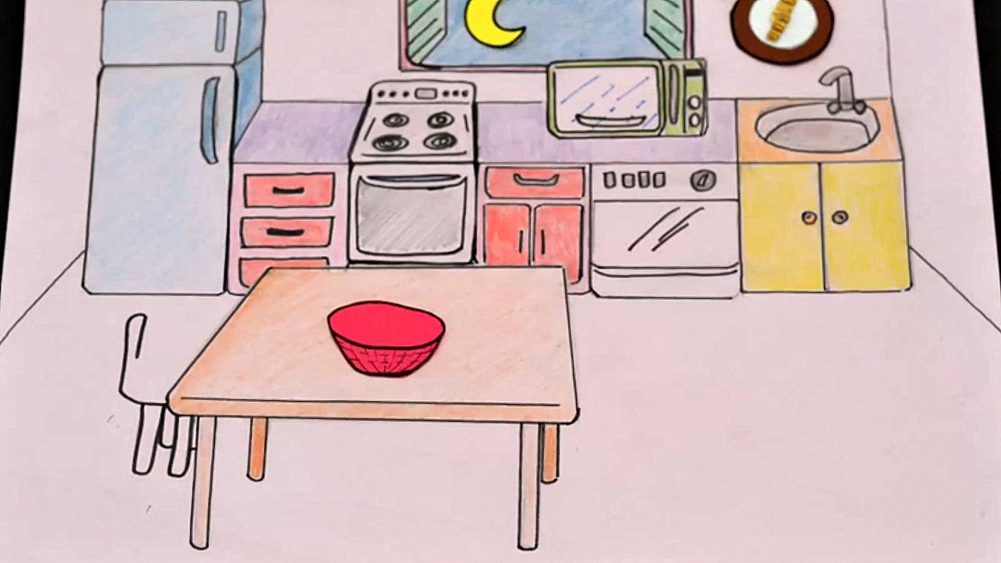 Рисунок кухни легкий детский