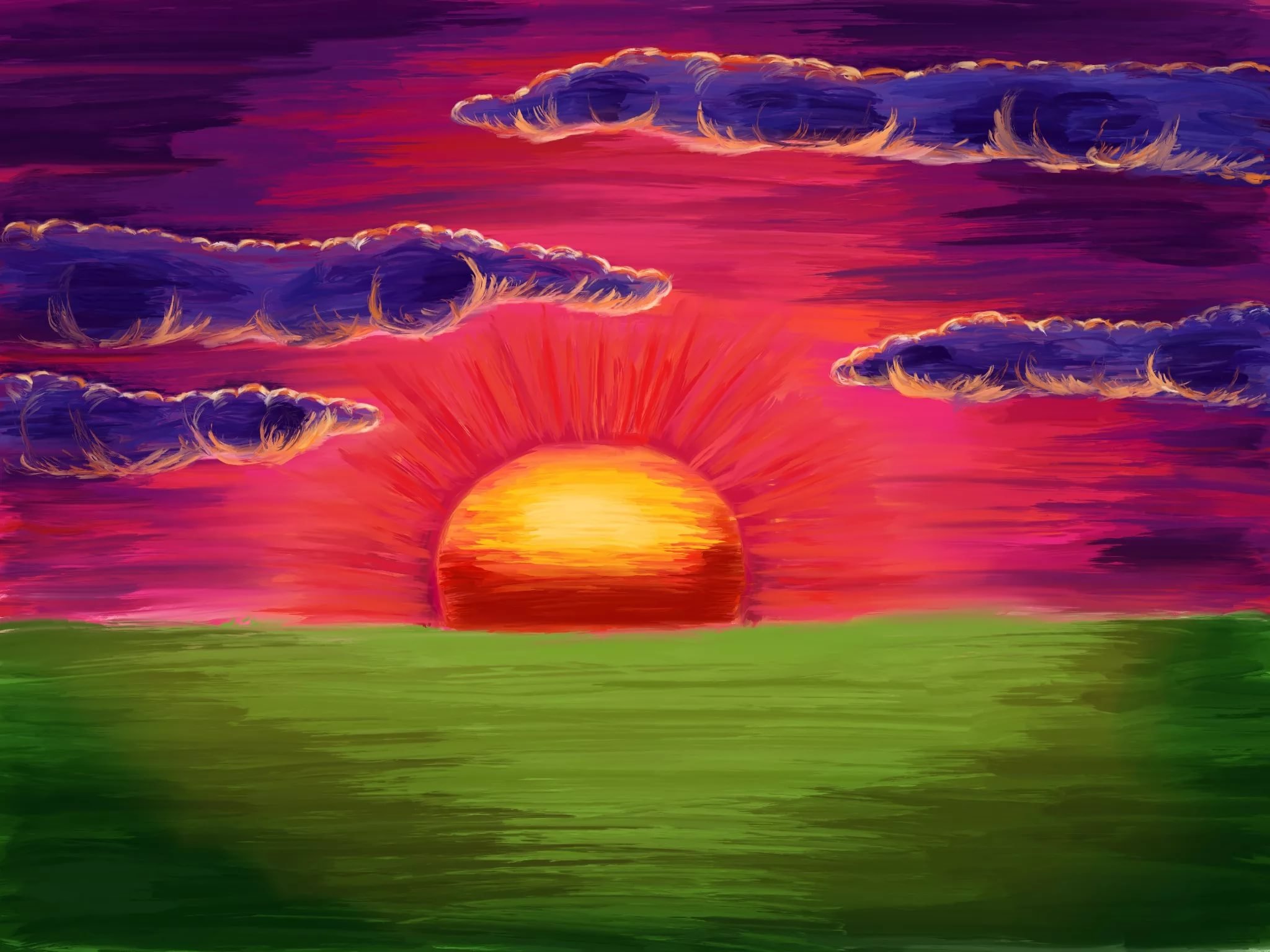 Закат солнца рисунок