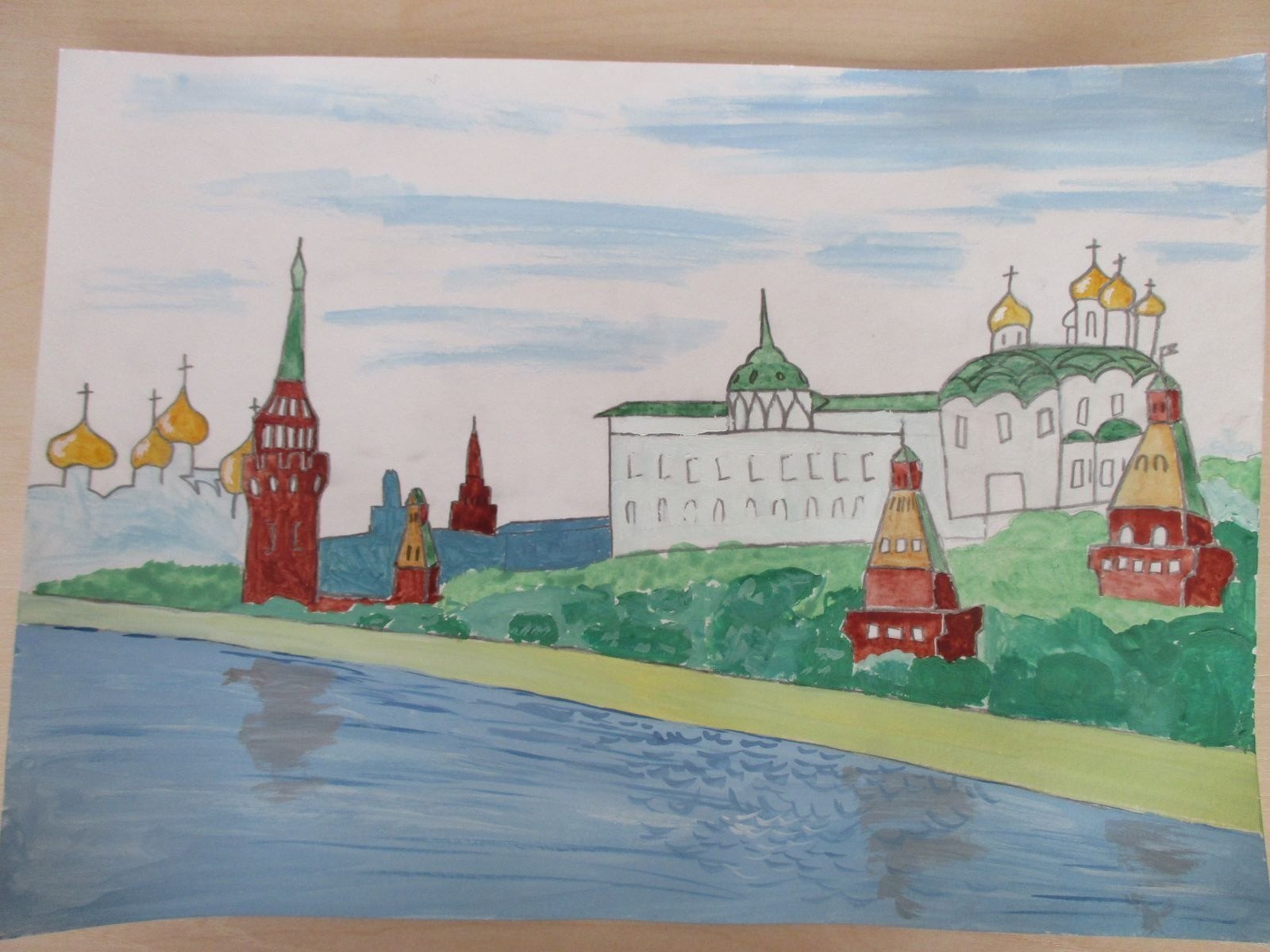 Кремль рисунок для детей карандашом