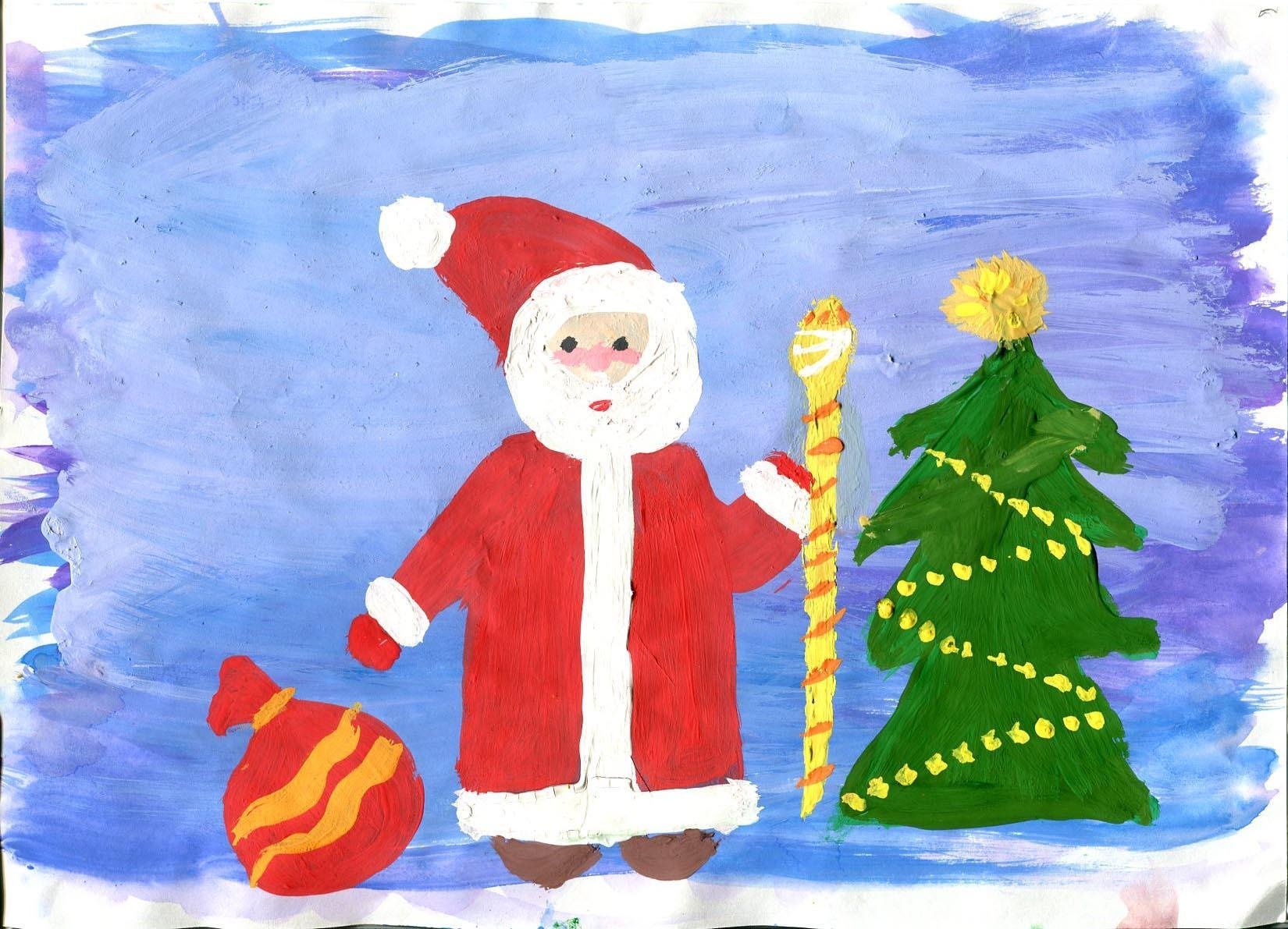 Новогодний рисунок для детей 7 лет