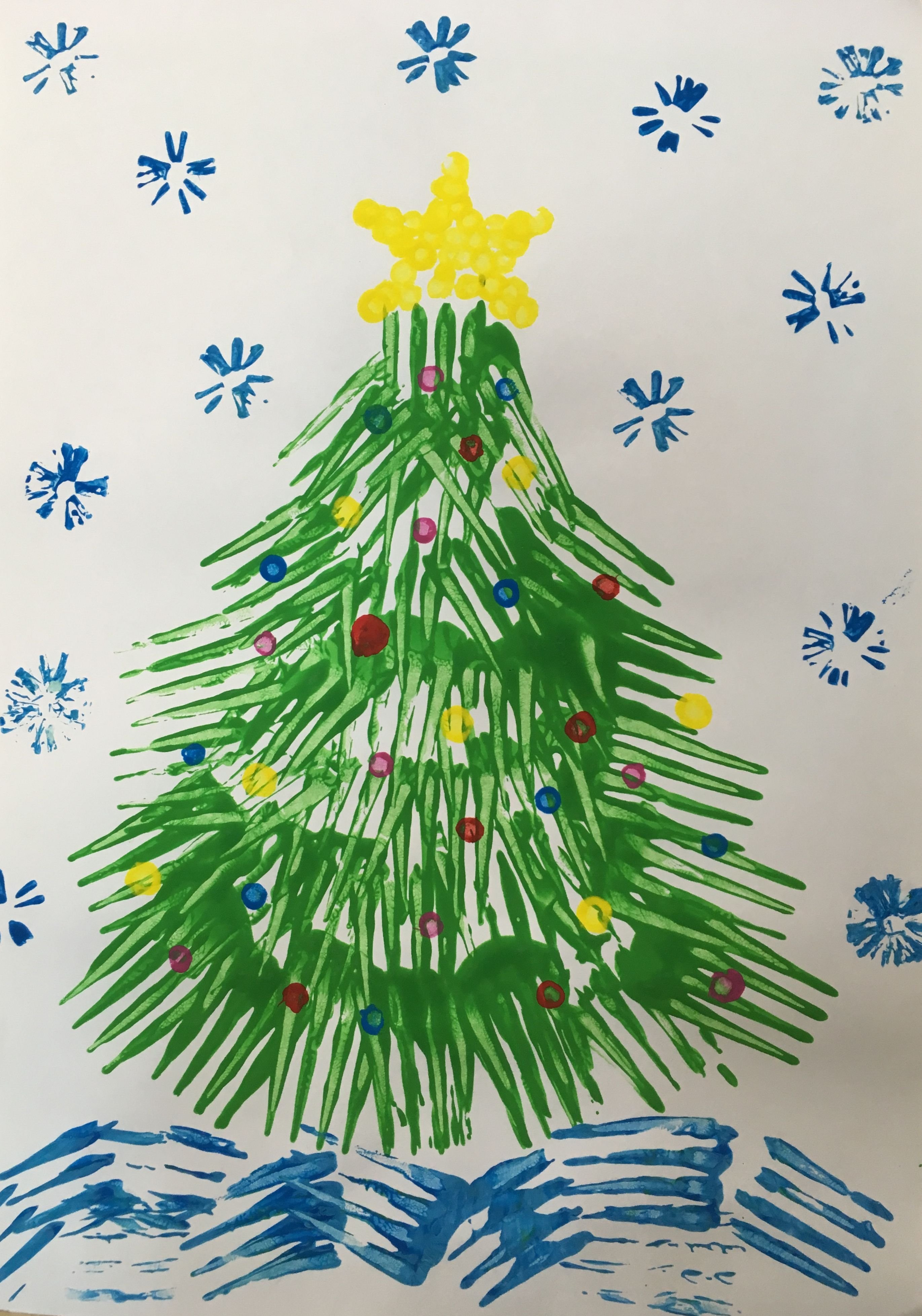 Рисование Новогодняя елка в старшей группе