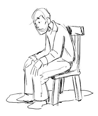 Поза сидящего человека для рисования