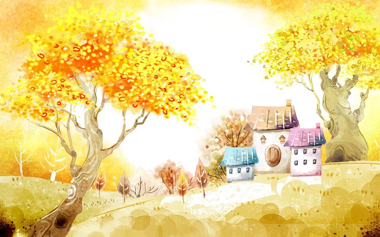 Осенний домик мультяшный