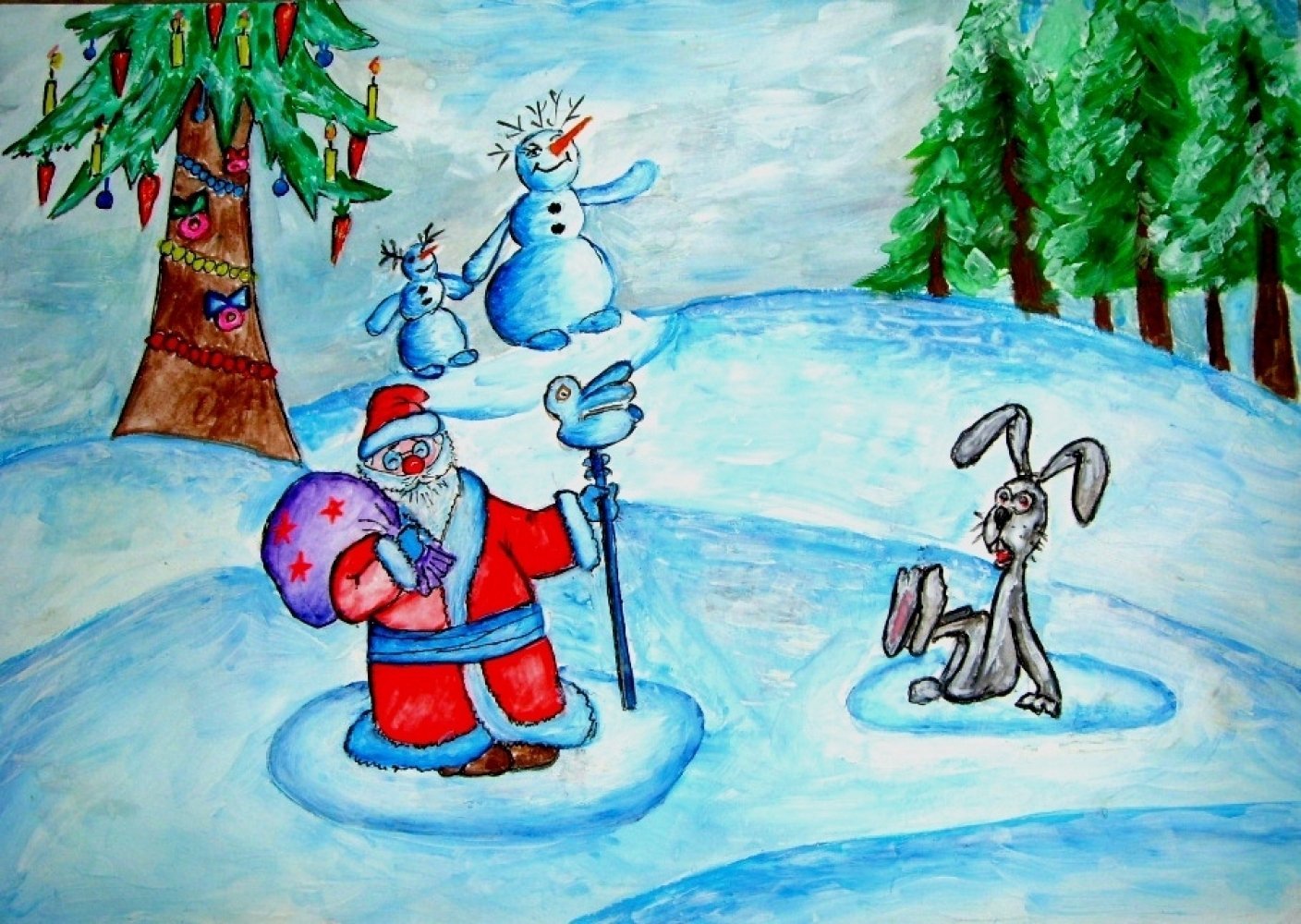 Деда мороза 2 класс. Новогодние рисунки. Зимние рисунки. Детские рисунки на новый год. Рисунок на зимнюю тему.